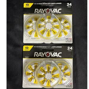 Rayovac Hearing Aid Batteries Size 10 Yellow-Two 24 Packs
